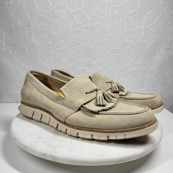 Cole Haan Zero Grand Suede Loafers Mens 13 Beige Tassel Boat Shoes main image 5